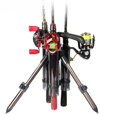 Fishing Rod Support Tripod Fishing Lure Box Rod Stand Barrel Holder Pole Bracket