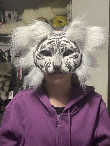 Premade, White Tiger Cat Mask - Afbeelding 1 van 4