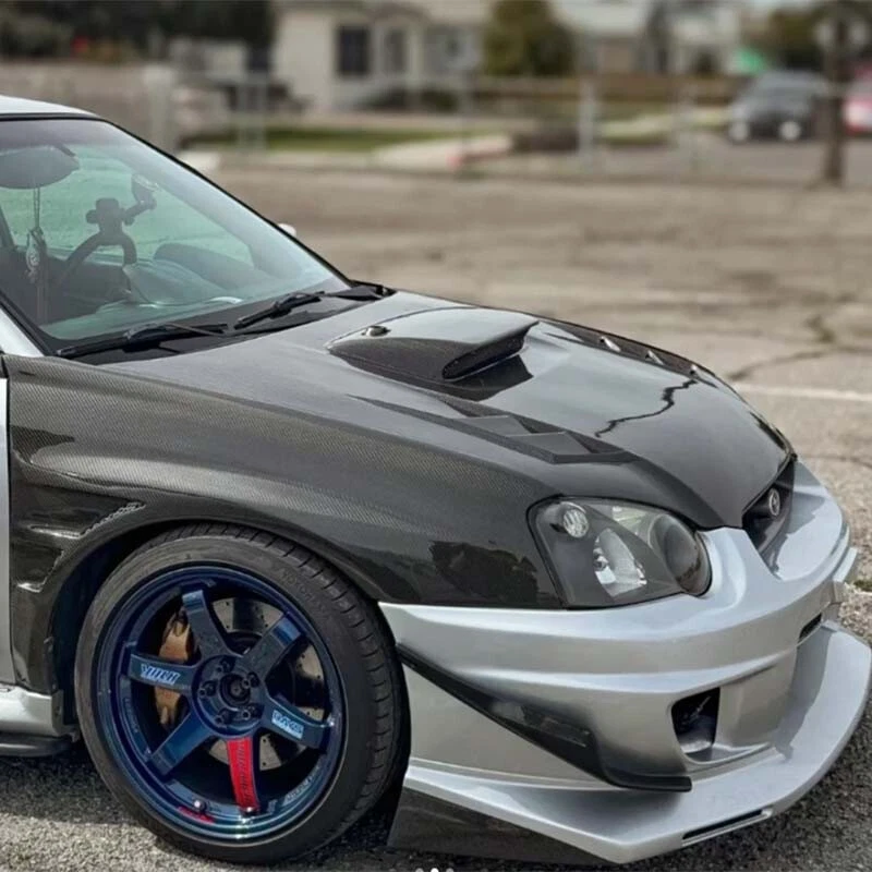 Guardabarros de fibra de carbono real alas de ventilación para Subaru Impreza WRX STI sedán 2004-2005 Foto 2 de 4