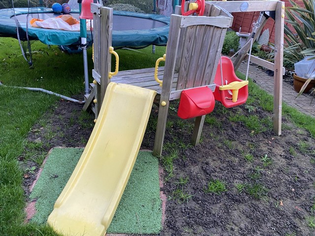 plum wooden climbing frame