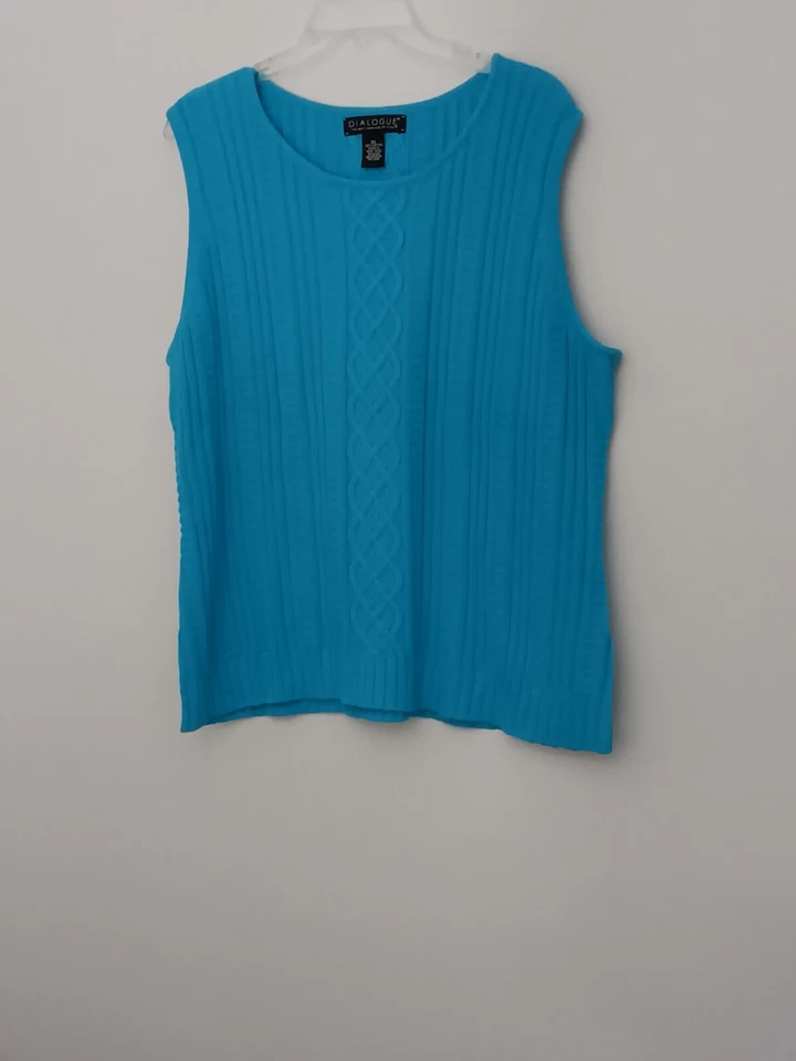 Dialogue 2 Piezas Cárdigan Mujer Talla 2X Conjunto Suéter y Tanque Tejido con Cable Usado Foto 2 de 4