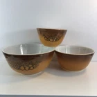 Pyrex by corning Mixing/nesting Bowl Set Brown Orchard 401,402,403 USA