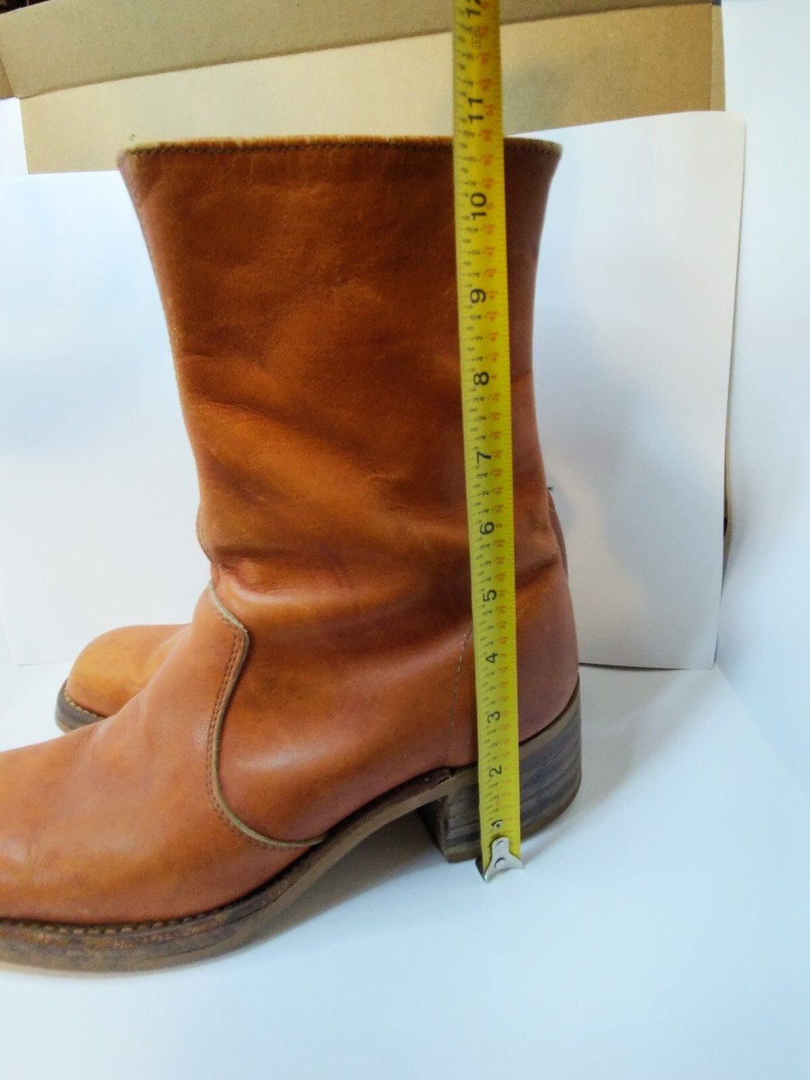 靴 vintage side zip Western short boots Vintage Handmade Leather Men's 9-9.5 *70s Boots Side Zip