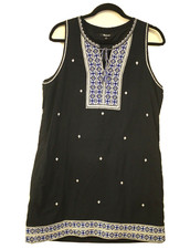 Madewell Women's Size 12 Suncoast Embroidered Dress Shift Navy Blue Sleeveless