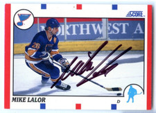 Mike Lalor signed autographed Auto 1990-91 Score card #67 Blues