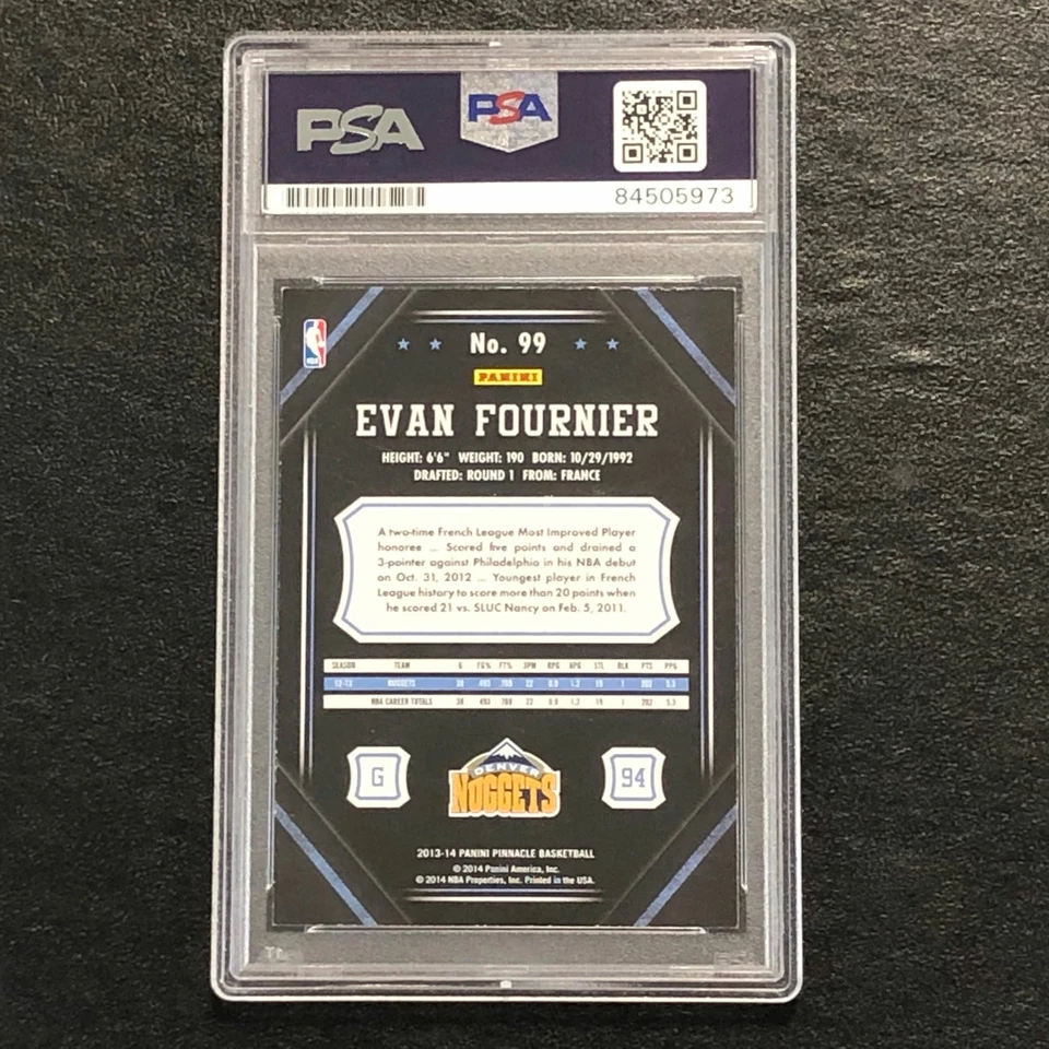 2013-14 Pinnacle #99 Evan Fournier Signed Card AUTO 10 PSA Slabbed Nuggets - Image 2 of 2