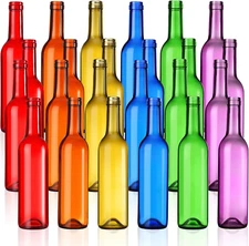 24 Pack Decorative Colored Wine Bottles 375Ml Empty Glass Bottles for Flowers We