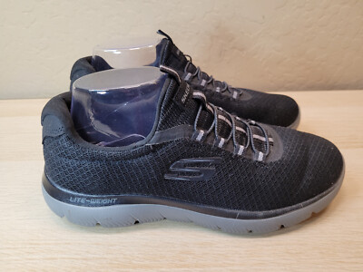 Skechers Lite Weight Men's 7.5 Memory Foam Shoes Sneaker 52811 Black EUC