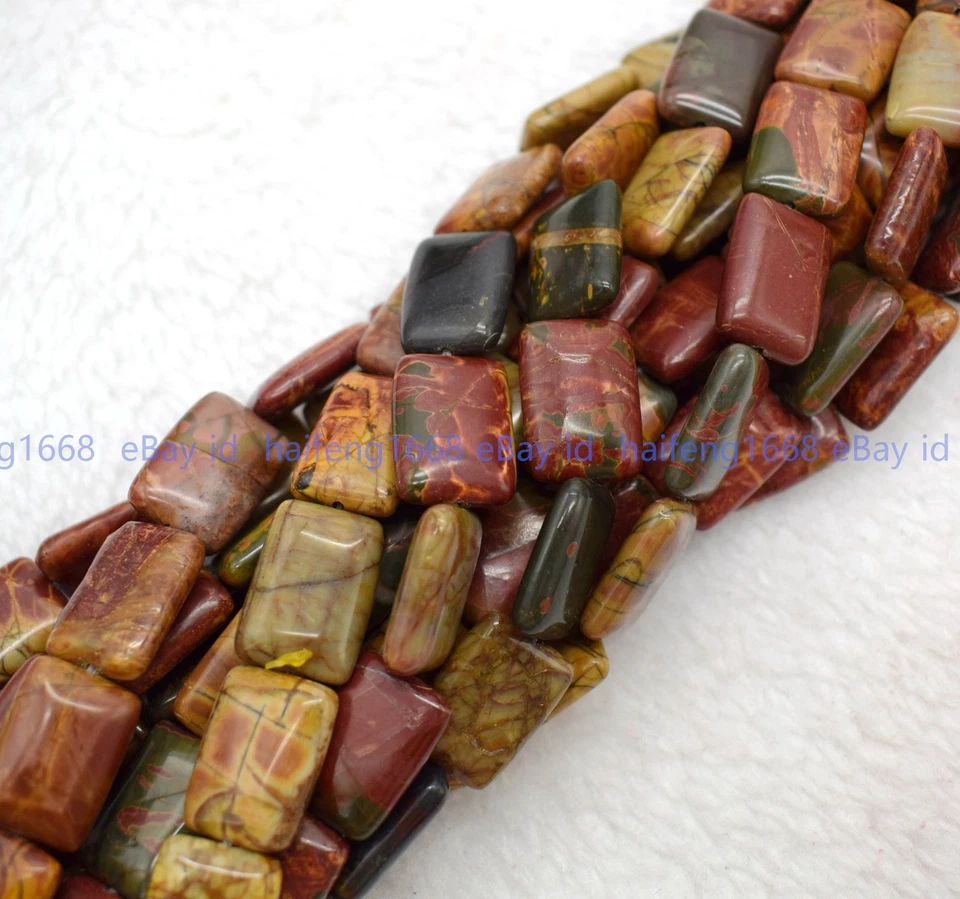 Großhandel 10x14mm Rechteck Mehrfarbig Picasso Jasper Edelstein Lose Perlen 38cm - Bild 2 von 4