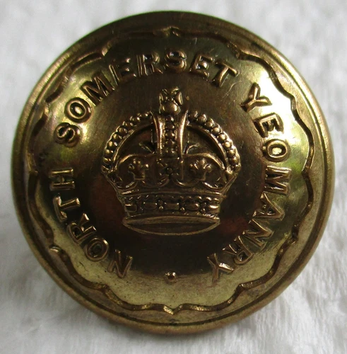 British Army:"NORTH SOMERSET YEOMANRY BRASS BUTTON"(Large, 23mm, WW1-WW2 Period)