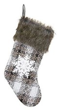 Smoky Fur Christmas Stocking - Gray Snowflake