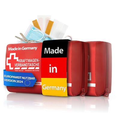 2x Verbandskasten Verbandstasche Erste Hilfe Set für Auto MADE IN GERMANY in rot