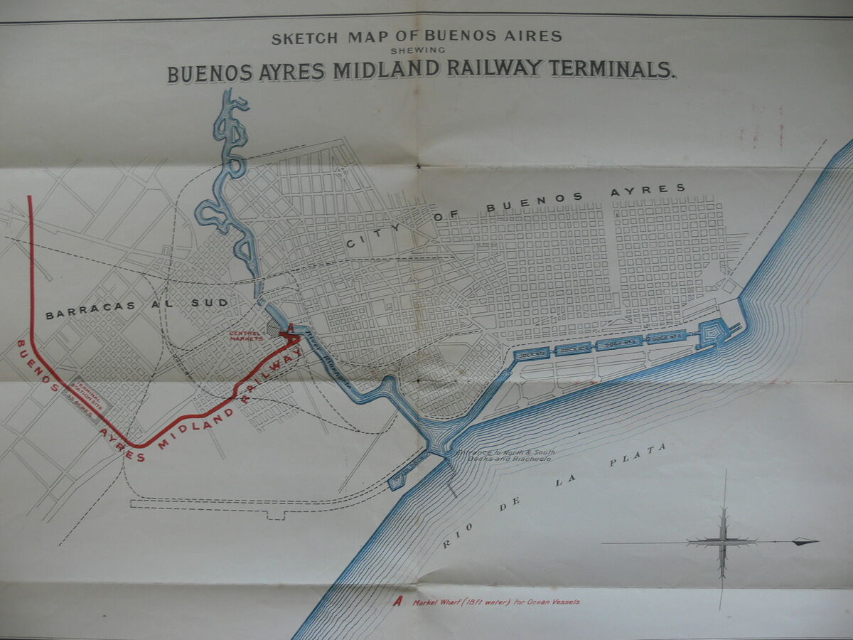 Argentina c.1908 Buenos Ayres Midland Railway A Pair of Maps During  Construction