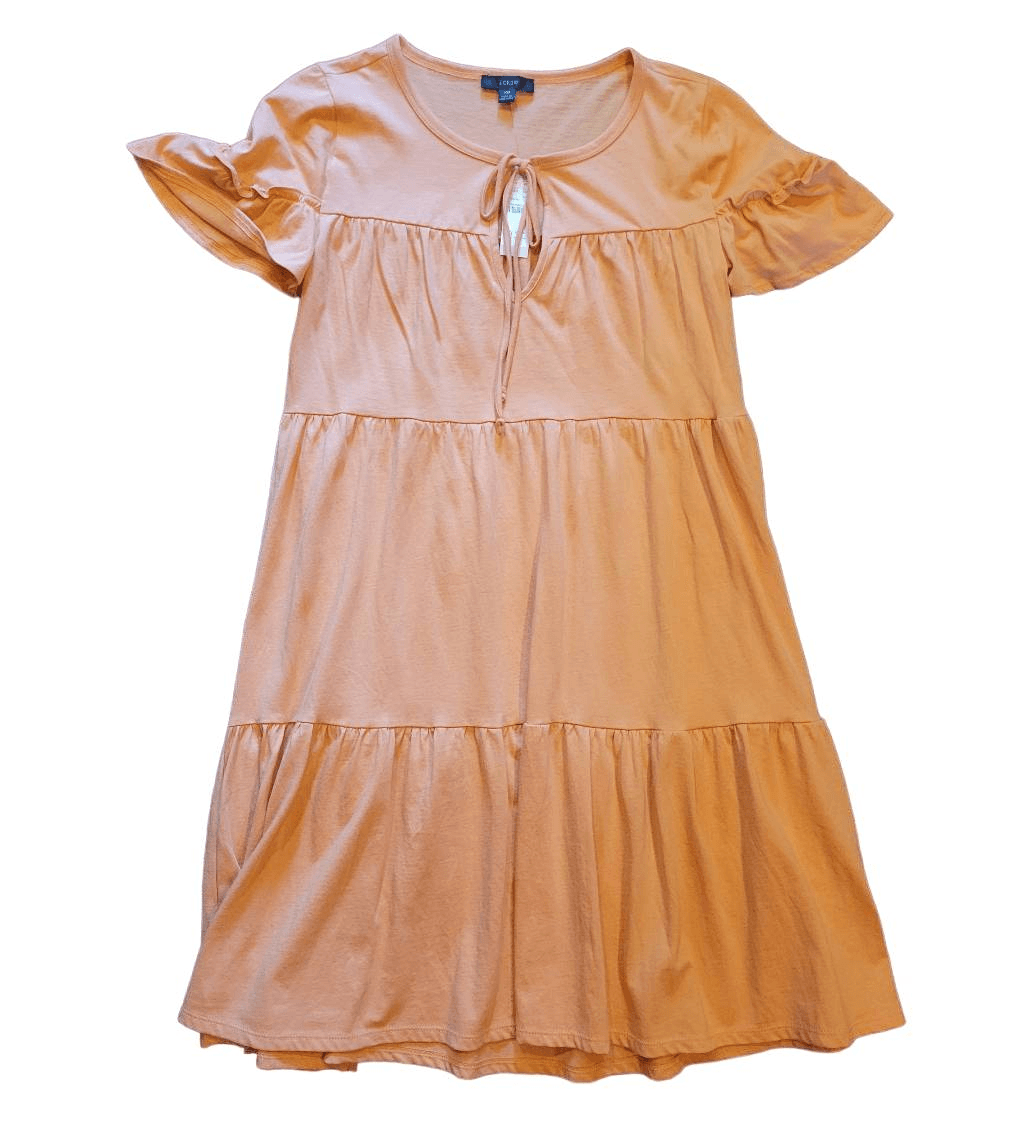NWT J. Crew Dress Women's XS Orange Broken In Jersey Tiered Mini Boho | eBay