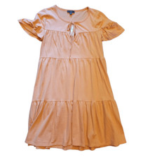 NWT J. Crew Dress Women's XS Orange Broken In Jersey Tiered Mini Boho