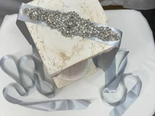 Maternity/Bridal Sash, Ivory/Silver, Rhinestones, Beads, Length 12'3", NEW