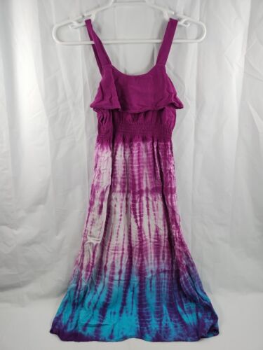 Mudd Girls Size 8 Purple & Blue Tie Dye Striped Boho Dress - Afbeelding 1 van 5