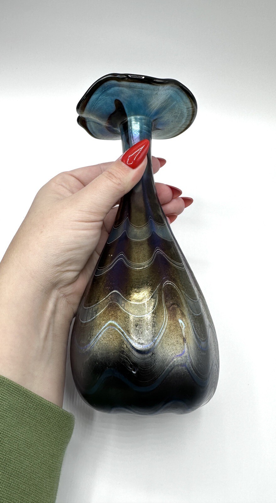 Vase Glas Irisierend Erwin Eisch 1954 Vintage Signiert Glaskunst Wellen Dekor eBay