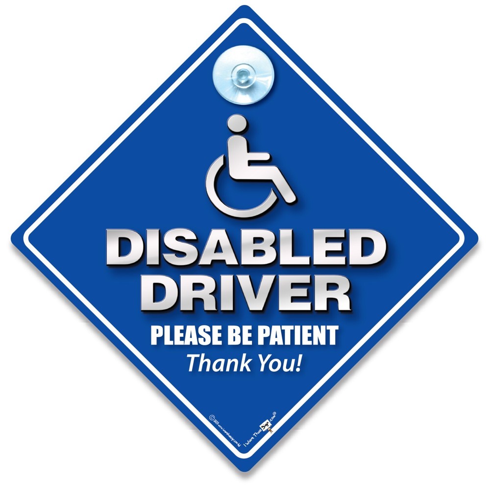 Disabled Driver Sign, 14cm, Disability Suction Cup Car Sign, Disability Aware