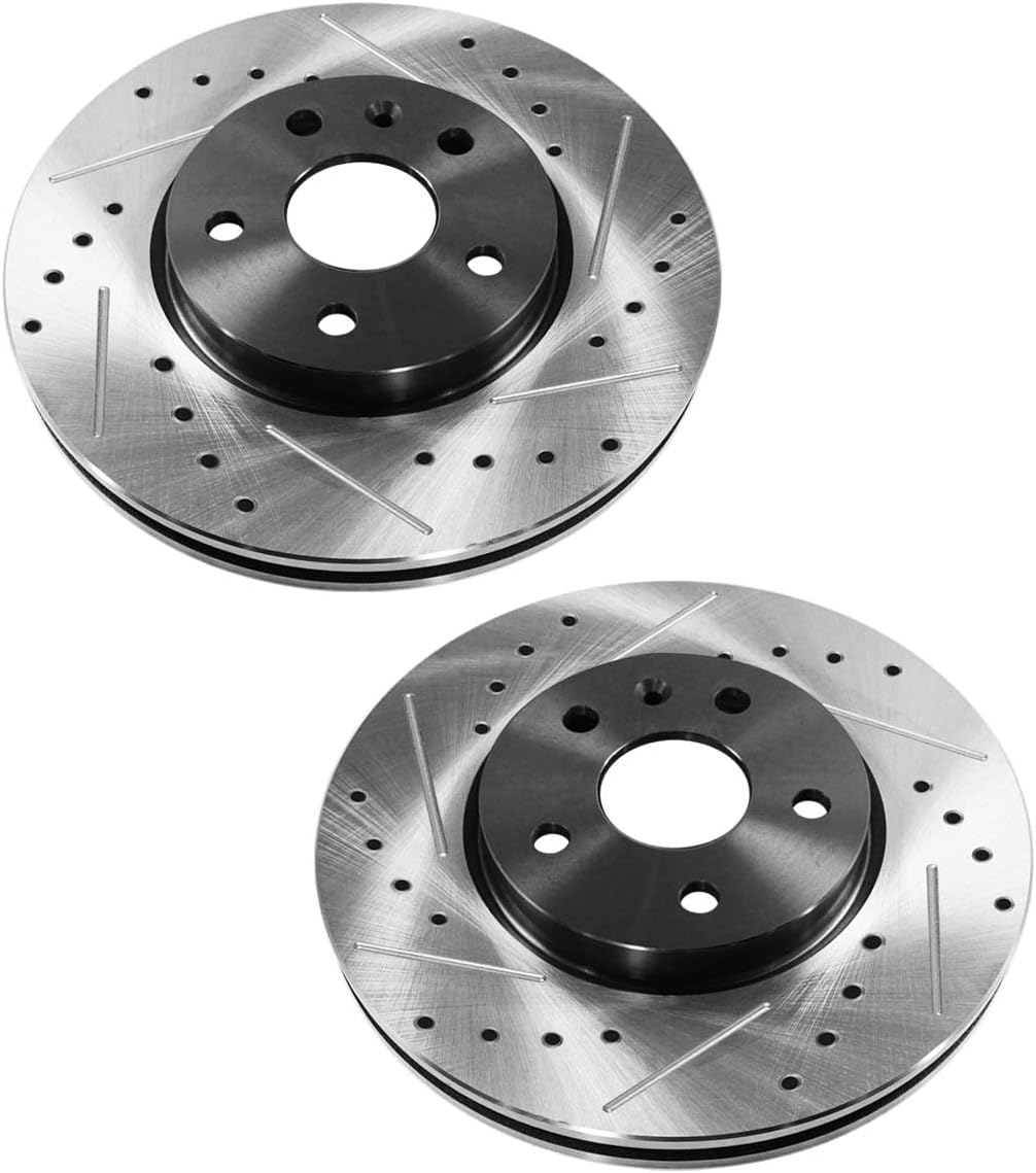 Black Hat Drilled And Slotted Brake Rotors With Ceramic Pads And Calipers Front Brake Rotor Replacement Kit For Chevrolet Equinox Impala