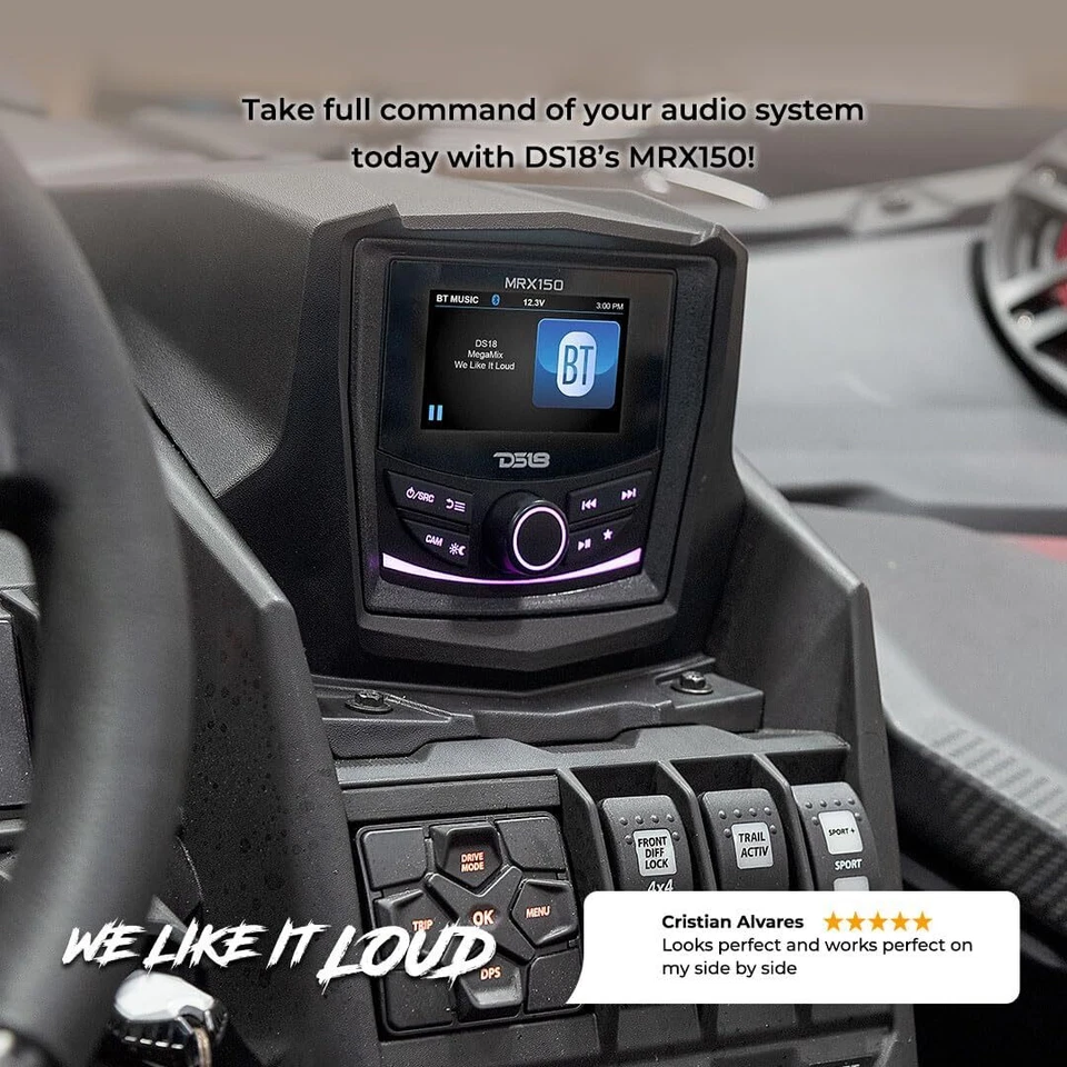 DS18 MRX150 Marine and Powersports Head Unit Color Screen with Bluetooth USB AUX - Image 4 of 4