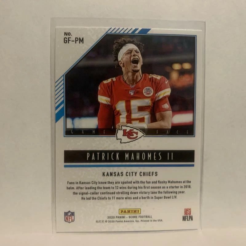 GF-PM Patrick Mahomes II Game Face Kansas City Chiefs 2020 Score Football Card L - Image 2 of 2