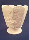 VTG Napco Ceramics Pink Milk Glass Vase Grapevine Design Footed