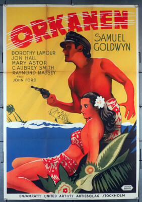 HURRICANE, THE (1937) 16292 Movie Poster  Swedish 39x27  Jon Hall  Dorothy Lamou