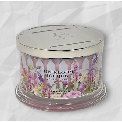 HomeWorx Slatkin HEIRLOOM BOUQUET 4 wicks 18 oz candle flower sweet pea violets