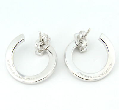 Genuine TIFFANY AND CO T1 Open Hoop Earrings Natural