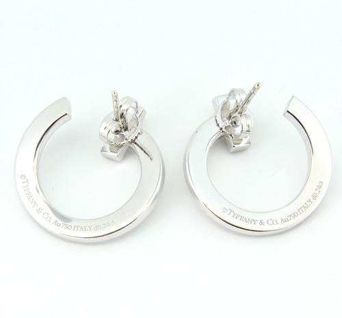Genuine TIFFANY AND CO T1 Open Hoop Earrings Natural Diamonds 18K White Gold - 第 4/6 張圖片