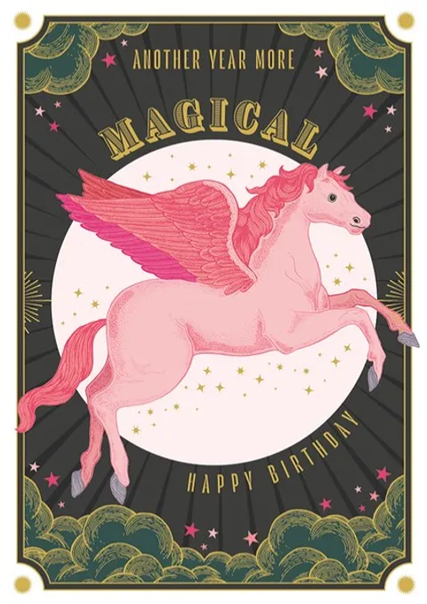 Magical Pegasus - Art Blank Greeting / Birthday Card - Fantasy Mythical Horse