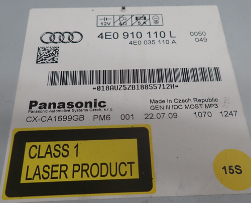 AUDI A5 2010 CD CHANGER MULTIMEDIA UNIT (NO CODE) 4E0910110L - Picture 8 of 8