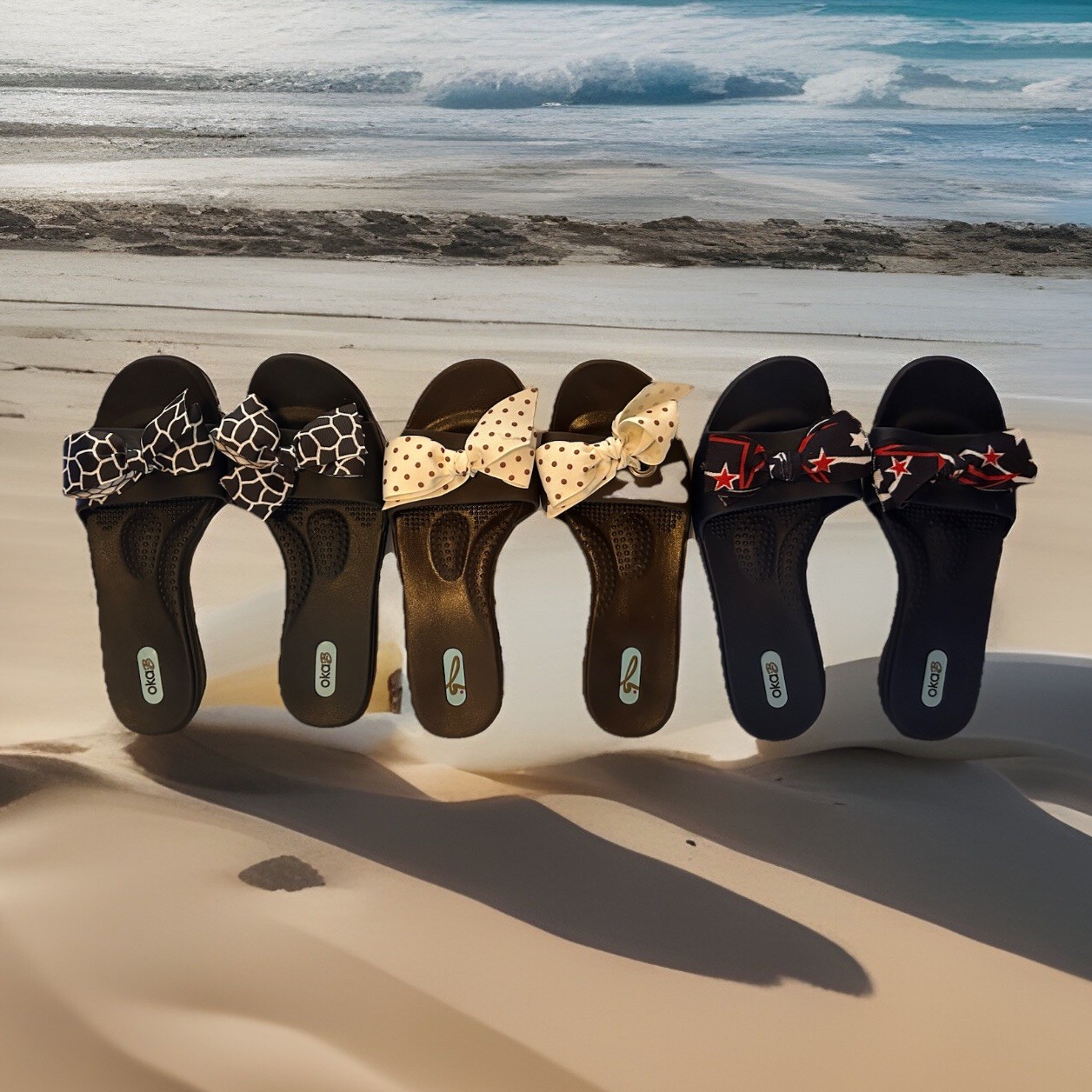 Okab B lotto di sandali slip on donna M (6 5 7 5) con fiocco a pois casual comodi