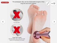 Electric Foot File Callus Remover Dermave Feet Adjustable Speed 60Pcs Sand Discs