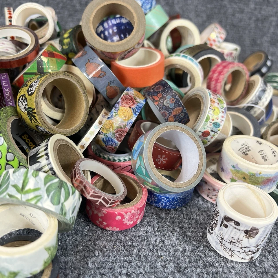 Mixed Washi Tape Lot Scrapbooking Journaling Crafts Assorted Designs Used - Image 2 of 4