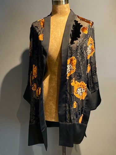 Bespoke Handmade Burnout Chiffon & Satin Kimono Jacket 40" B