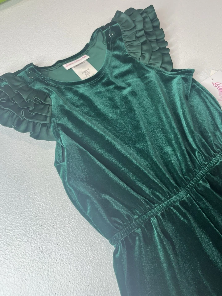 Mono de terciopelo verde Bonnie Jean para niñas talla 6 con etiquetas Foto 3 de 4