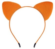 Fine Velvet Cat Ears Headband Orange A-Orange