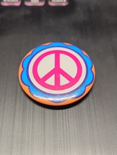 Letrero de la Paz 1968 Vintage Pinback Botón Flower Power Hippie Años 60 Contracultura