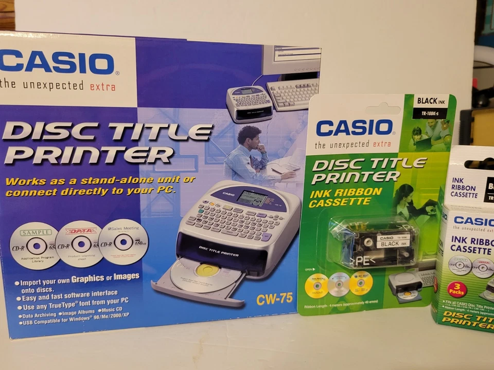 CASIO CW-75 CD Printer Disc Title Printer Standalone/USB Qwerty Keyboard NEW - Image 2 of 4