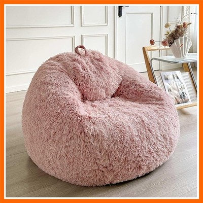 Fluffy Faux Fur Bean Bag Chair Cover No Filler, Ultra-Soft Stuffed Animal Sto...