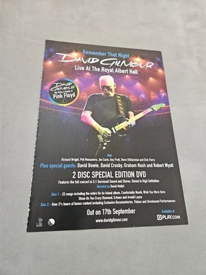 TPEEP404 MAGAZINANZEIGE 11 X 8'' DAVID GILMOUR - LIVE IN DER ROYAL ALBERT HALL 