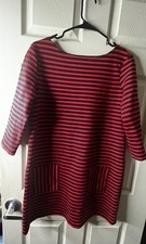 Tommy Hilfiger 3/4 Sleeves Red Blue Striped Knit Dress Size Large