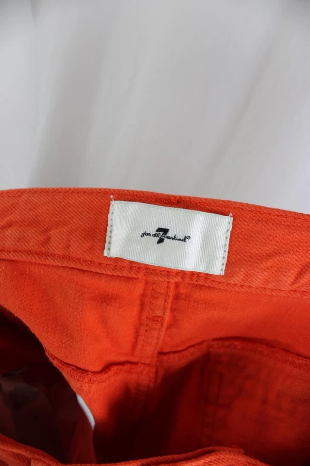 Pantalones Cortos Para Mujer 7 For All Mankind Naranja Algodón Envejecido Fácil Rubí Talla 29 Foto 3 de 4