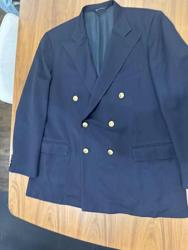 Polo Ralph Lauren Double-breasted Men's Navy Blazer Gold Buttons 46R 1982-1987~ - Image 4 of 4