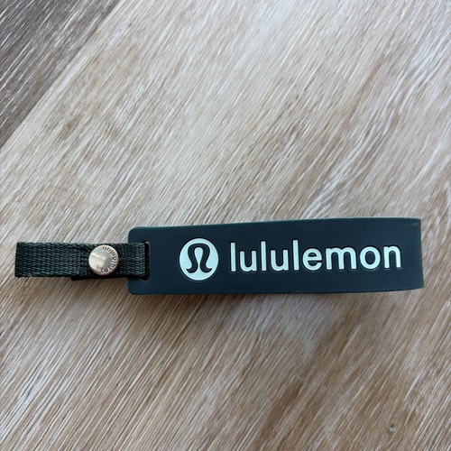 Lululemon Green with Blue writing silicone Keychain