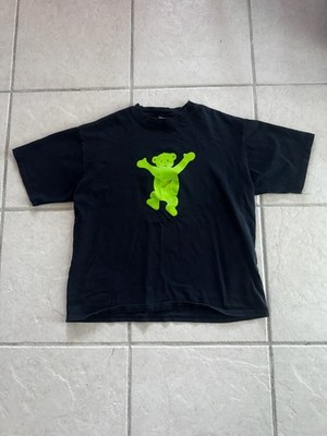 We11done Neon Teddy Bear Boxy Tee Navy Blue