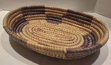 Large Hand Woven Basket Straw Wicker Rattan Oval 13 X 9" Great Condition Quality