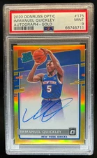 2020-21 Donruss Optic Immanuel Quickley Rated Rookie Gold RC Auto #08/10 PSA 9